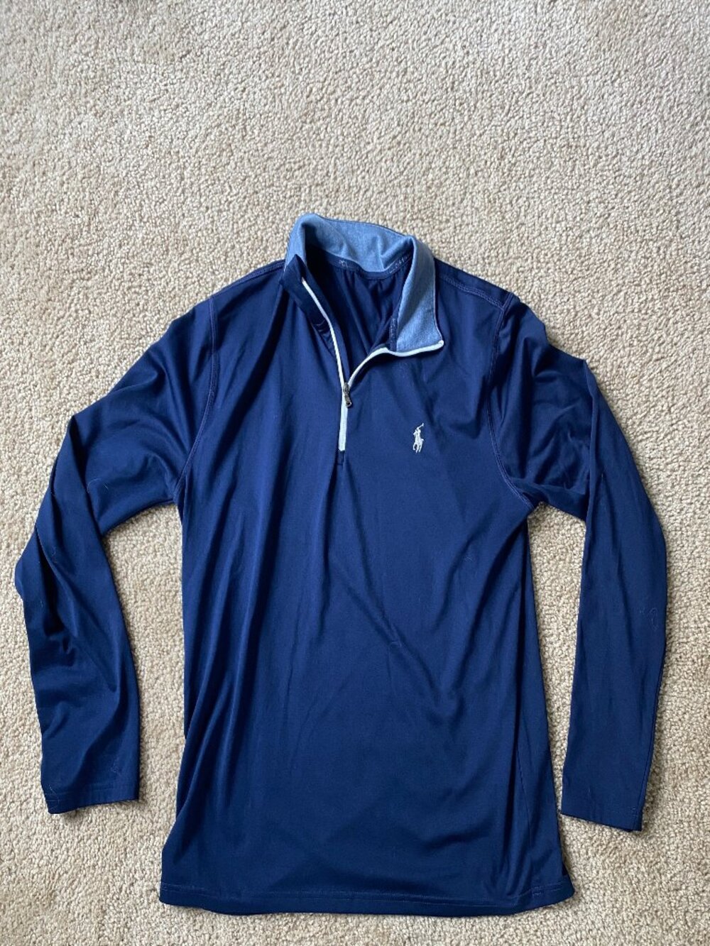 Ralph Lauren Men’s 1/4 Zip Long Sleeve Shirt – Navy Blue – Size S